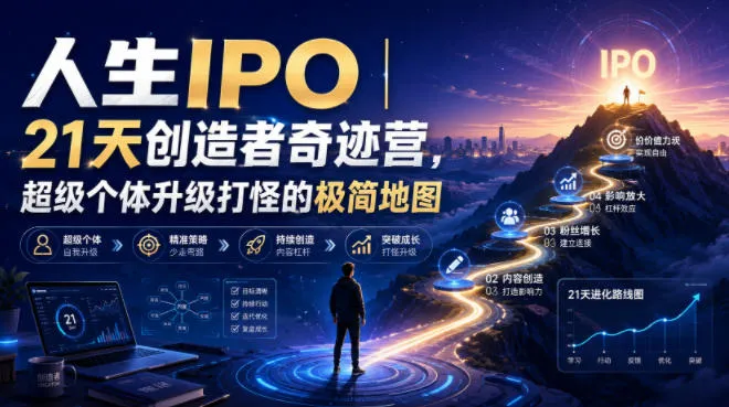 人生IPO︱21天创造者奇迹营，超级个体升级打怪的极简地图-资源分享
