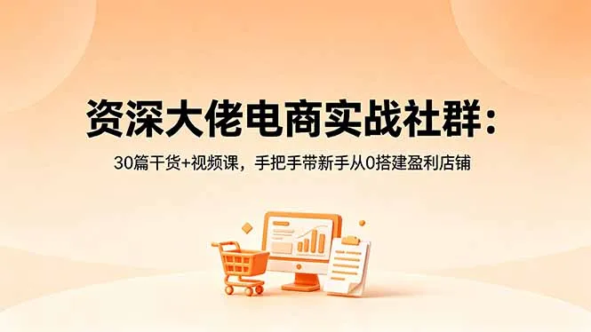 资深大佬电商实战社群：30篇干货+视频课，手把手带新手从0搭建盈利店铺-资源分享