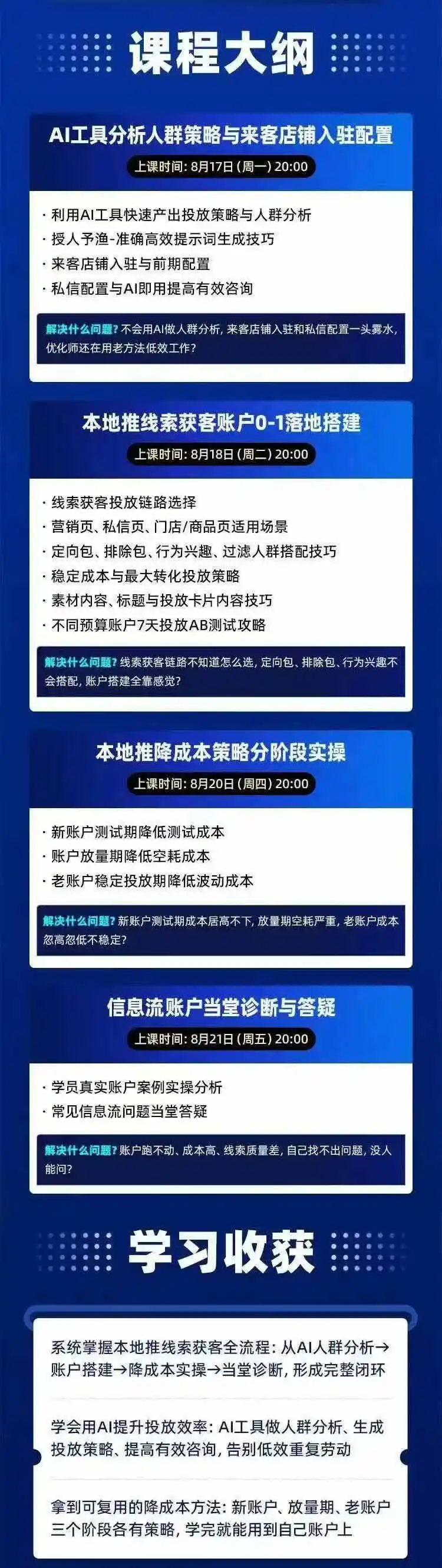 图片[2]-2026巨量AD本地推线索获客全流程实战课-33期更新1027：AI人群分析、账户搭建、7天测试、分阶段降本与投放优化-资源分享