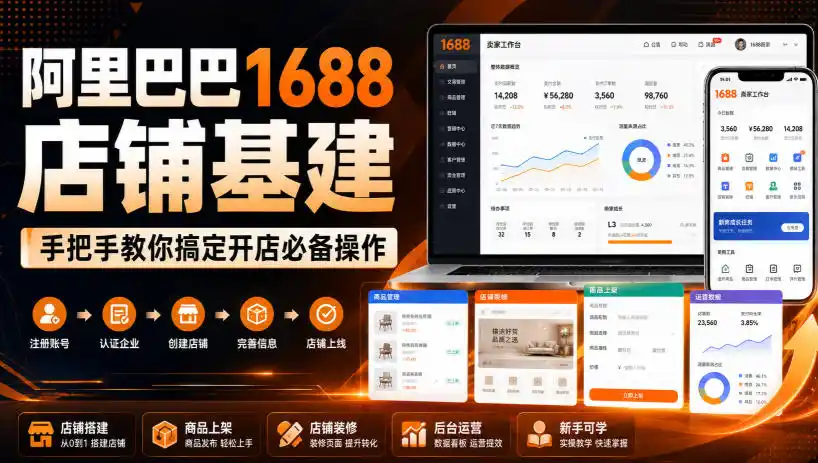 阿里巴巴1688店铺基建，手把手教你搞定开店必备操作(更新8月)-资源分享