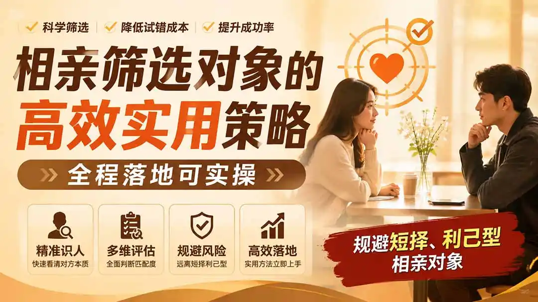 付费文章：相亲筛选对象的高效实用策略，全程落地可实操，规避短择、利己型相亲对象-资源分享
