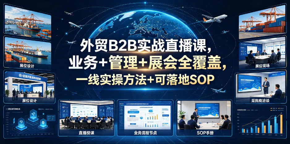 外贸B2B实战直播课，业务+管理+展会全覆盖，一线实操方法+可落地SOP-资源分享