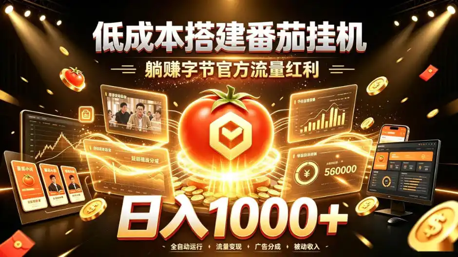 低成本搭建番茄挂G，躺賺字节官方流量红利，日入1k+，全程傻瓜式落地【揭秘】-资源分享
