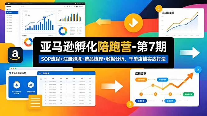 亚马逊孵化陪跑营-第7期：SOP流程+注册避坑+选品梳理+数据分析，千单店铺实战打法-资源分享