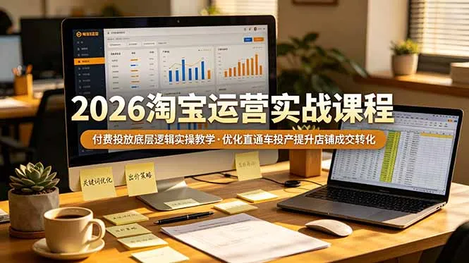 2026 淘宝运营实战课程,付费投放底层逻辑实操教学,优化直通车投产提升店铺成交转化-资源分享