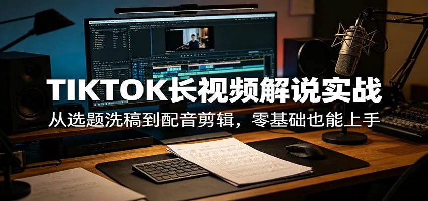 TIKTOK长视频解说实战：从选题洗稿到配音剪辑，零基础也能上手-资源分享