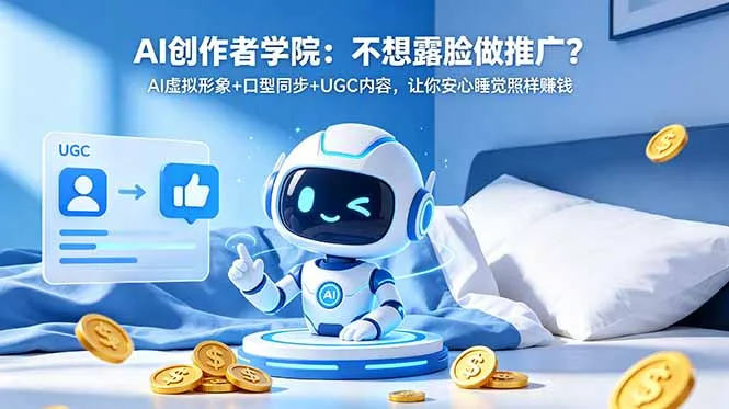 AI创作者学院：不想露脸做推广？AI虚拟形象+口型同步+UGC内容，让你安心睡觉照样赚钱-资源分享