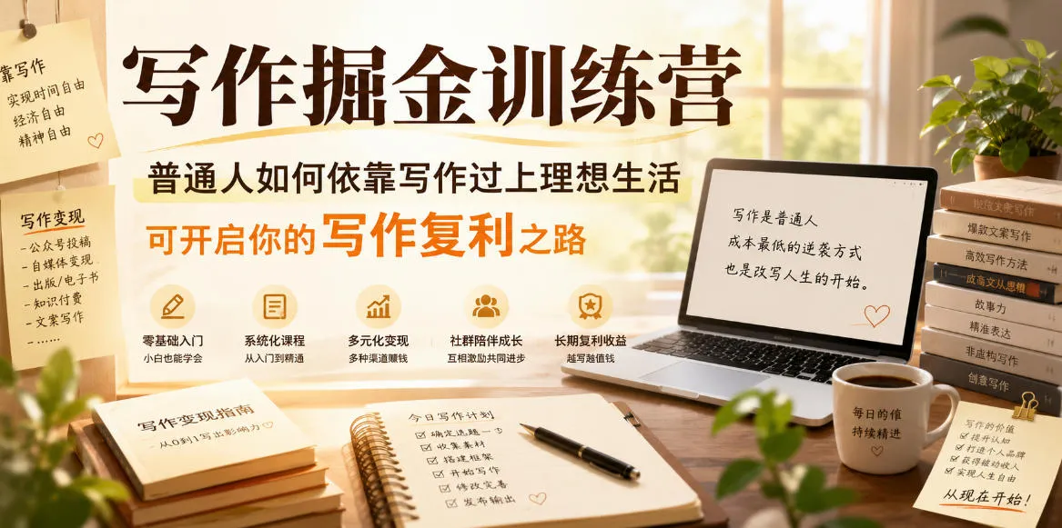 写作掘金训练营，普通人如何依靠写作过上理想生活，可开启你的写作复利之路(更新6月)-资源分享