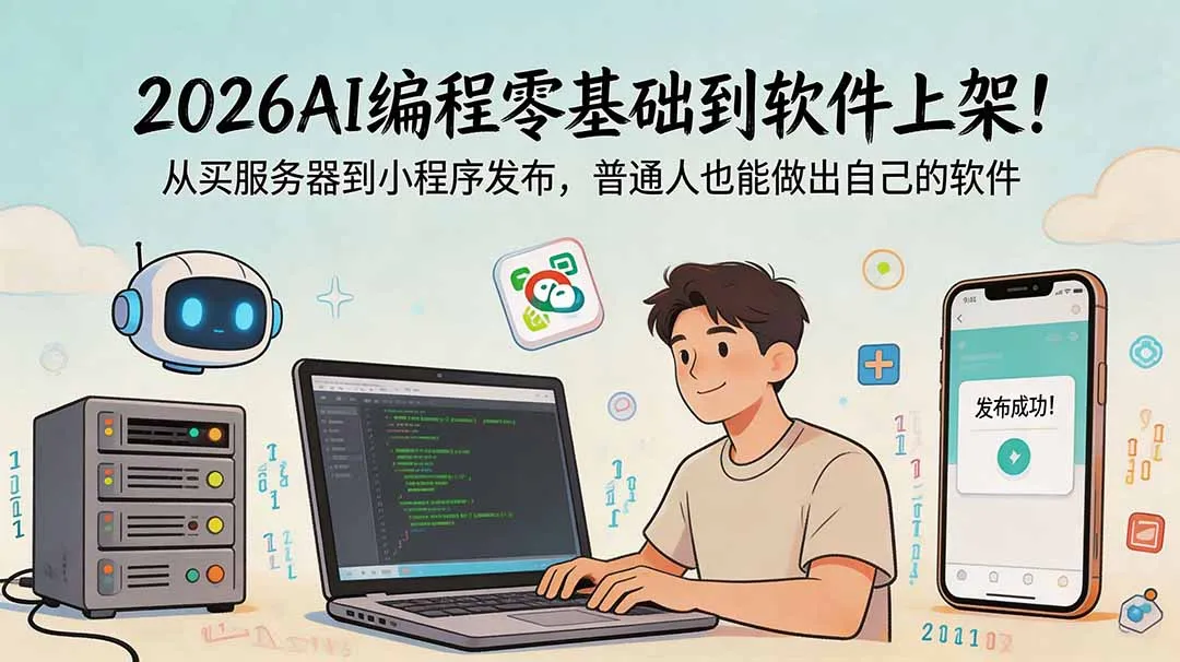 2026AI编程零基础到软件上架！从买服务器到小程序发布，普通人也能做出自己的软件-资源分享
