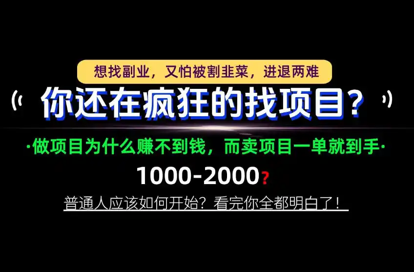你还在疯狂的找项目？别傻了！卖项目才是真正的一本万利！怎么做，看完你全都明白！【揭秘】-资源分享