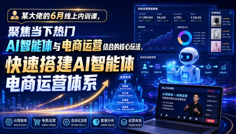 某大佬的6月线上内训课，聚焦当下热门AI智能体与电商运营结合的核心玩法，快速搭建AI智能体电商运营体系-资源分享