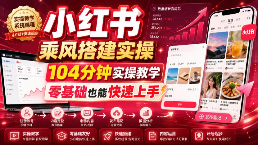 小红书乘风搭建实操，104分钟实操教学，零基础也能快速上手-资源分享