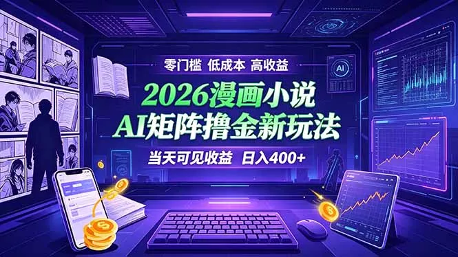 爆款小说漫画大阅读 ai矩阵操作 当天可见收益 日入400+ 零门槛 高收益-资源分享