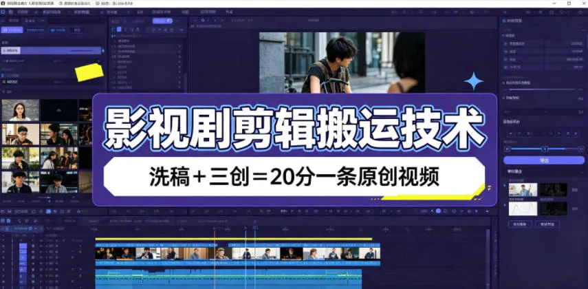 影视剧剪辑搬运技术，洗稿+三创=20分一条原创视频-资源分享