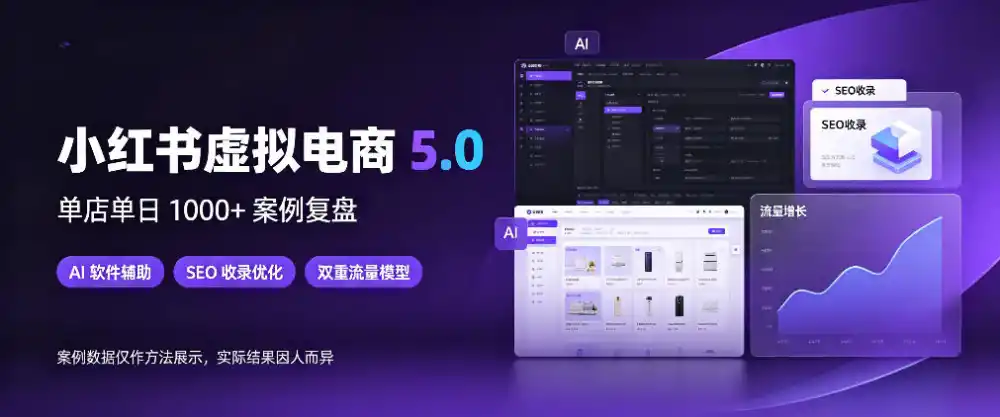 小红书虚拟电商5.0，单店单日1000+，AI软件+SEO收录，双重流量稳定出单【揭秘】-资源分享