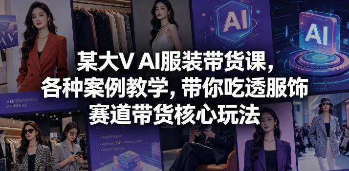 某大V AI服装带货课，各种案例教学，带你吃透服饰赛道带货核心玩法-资源分享
