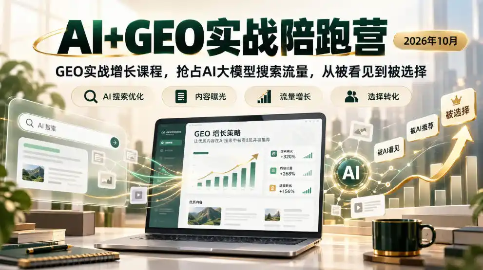 AI+GEO实战陪跑营2026年10月，GEO实战增长课程，抢占AI大模型搜索流量，从被看见到被选择-资源分享
