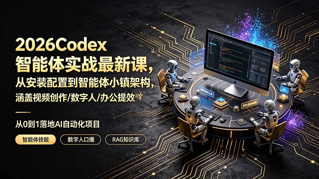 2026Codex智能体实战最新课，从安装配置到智能体小镇架构，涵盖视频创作/数字人/办公提效全技能-资源分享