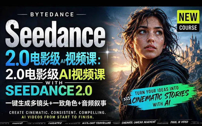 字节跳动的Seedance 2.0 AI电影视频生成制作教程，一键生成多镜头+一致角色+音频叙事-中英字幕-资源分享