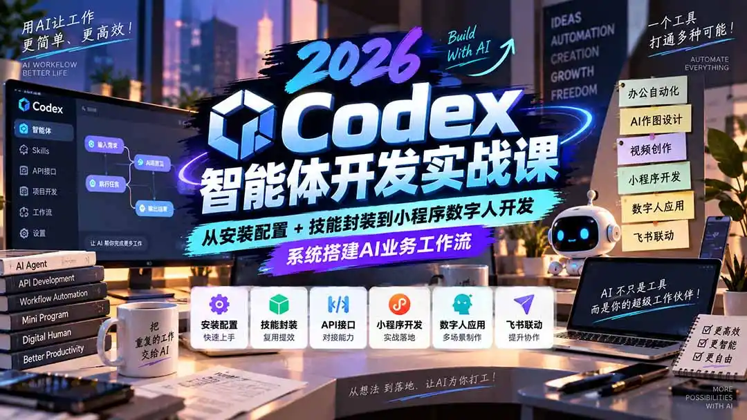 2026Codex智能体开发实战课：从安装配置+技能封装到小程序数字人开发，系统搭建AI业务工作流-资源分享