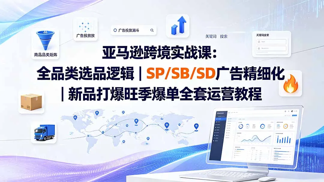 亚马逊跨境实战课-更新：全品类选品逻辑｜SP/SB/SD广告精细化｜新品打爆旺季爆单全套运营教程-资源分享