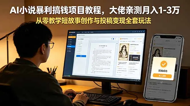 AI小说暴利搞钱项目教程，大佬亲测月入1-3万，从零教学短故事创作与投稿变现全套玩法-资源分享