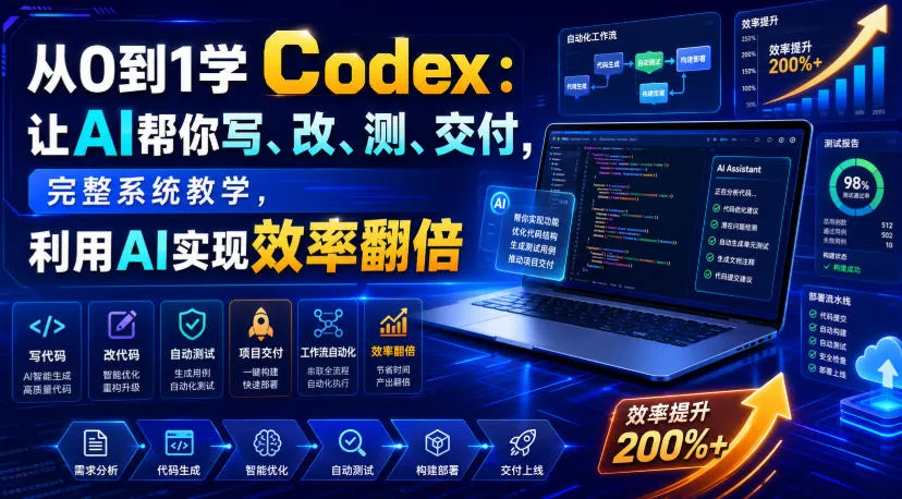 从0到1学Codex:让AI帮你写、改、测、交付,完整系统教学,利用AI实现效率翻倍