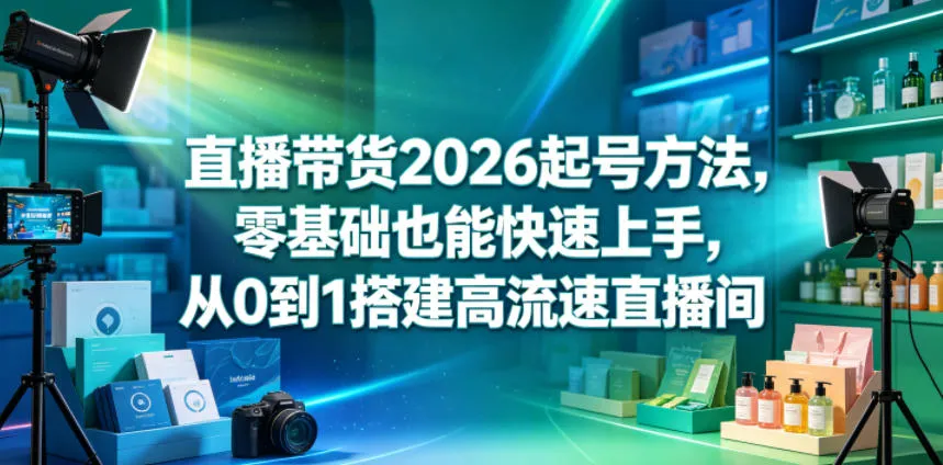 直播带货2026起号方法，零基础也能快速上手，从0到1搭建高流速直播间-资源分享