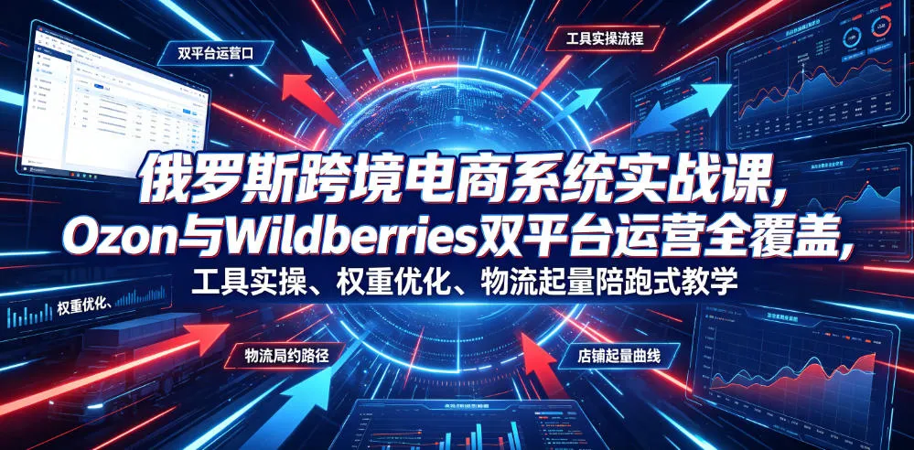 俄罗斯跨境电商系统实战课，Ozon与Wildberries双平台运营全覆盖，工具实操、权重优化、物流履约、店铺起量陪跑式教学-资源分享