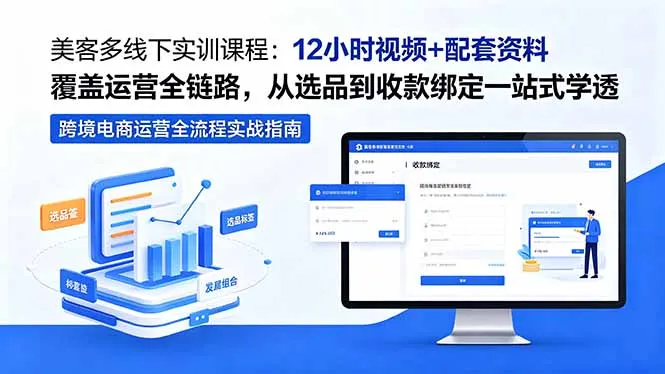 美客多线下实训课程：12小时视频+配套资料覆盖运营全链路，从选品到收款绑定一站式学透-资源分享