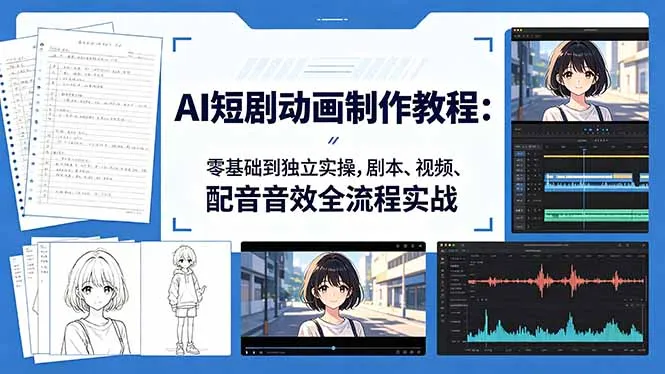 AI短剧动画制作教程：零基础到独立实操，剧本、视频、配音音效全流程实战-资源分享