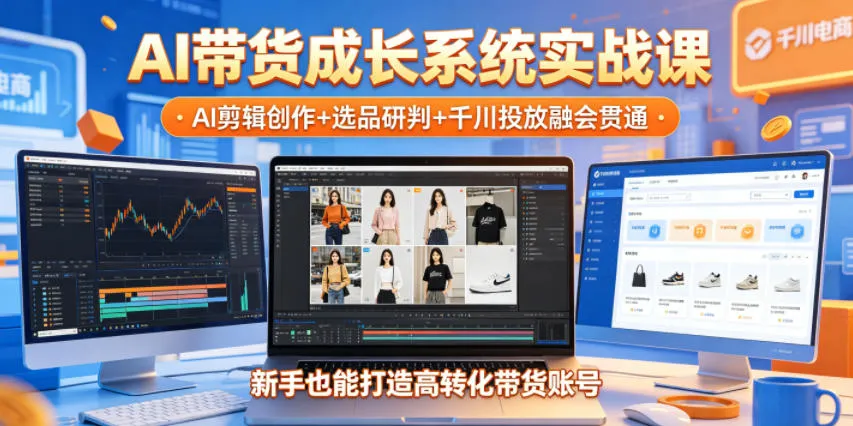 AI带货成长系统实战课，AI剪辑创作+选品研判+千川投放融会贯通，新手也能打造高转化带货账号(更新2026年)-资源分享