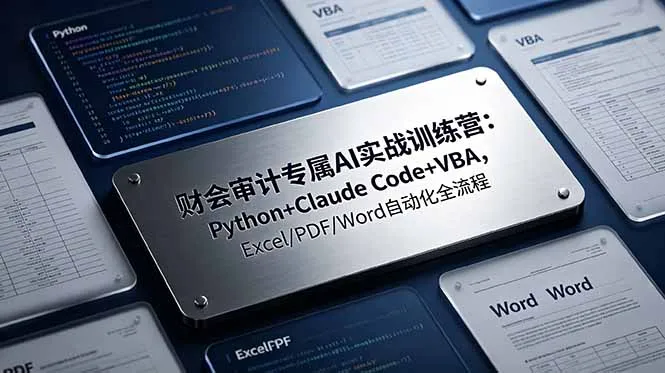 财会审计专属 AI实战训练营-更新：Python+Claude Code+VBA，Excel/PDF/Word自动化全流程-资源分享