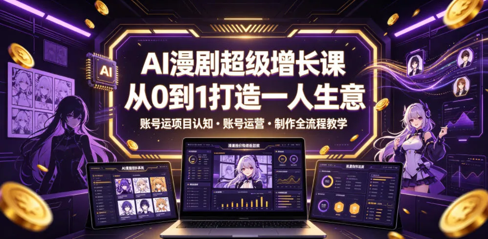 AI漫剧超级增长课，从0到1打造一人生意，项目认知・账号运营・制作全流程教学-资源分享