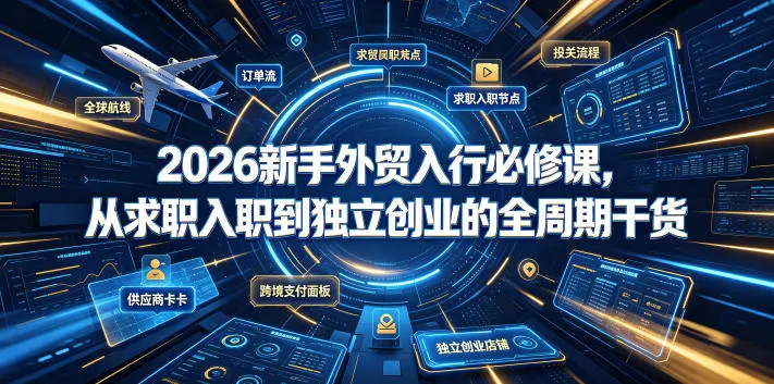 2026新手外贸入行必修课，从求职入职到独立创业的全周期干货-资源分享