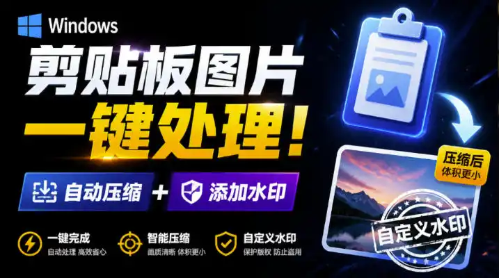 Windows剪贴板复制图片后，体积会暴涨数百倍？剪贴板图片一键自动压缩及添加水印工具-资源分享
