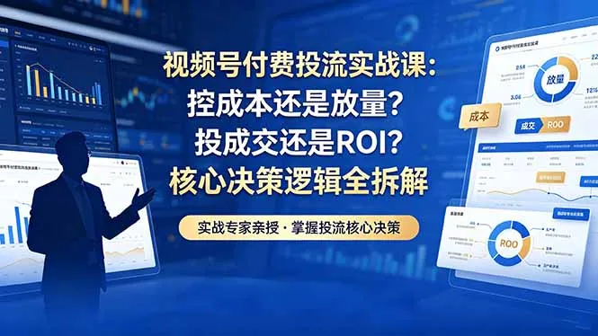 视频号付费投流实战课-5月：控成本还是放量？投成交还是ROI？核心决策逻辑全拆解-资源分享