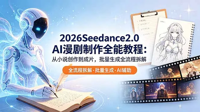 2026Seedance2.0 AI制作全能教程：从小说创作到成片，批量生成全流程拆解-资源分享