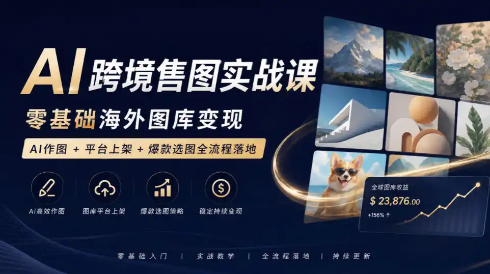 AI跨境售图实战课，零基础海外图库变现，AI作图+平台上架+爆款选图全流程落地-资源分享