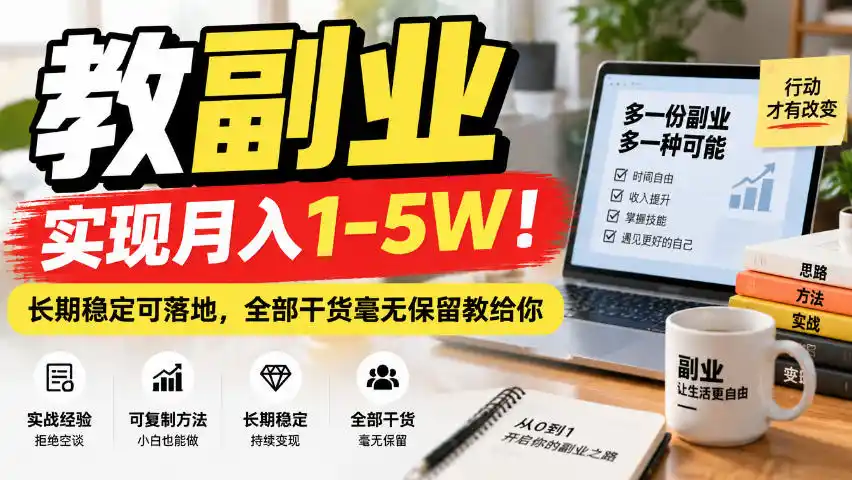 “教副业”实现月入1-5W！长期稳定可落地，全部干货毫无保留教给你【揭秘】-资源分享