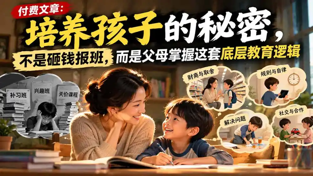 付费文章：培养孩子的秘密，不是砸钱报班，而是父母掌握这套底层教育逻辑-资源分享