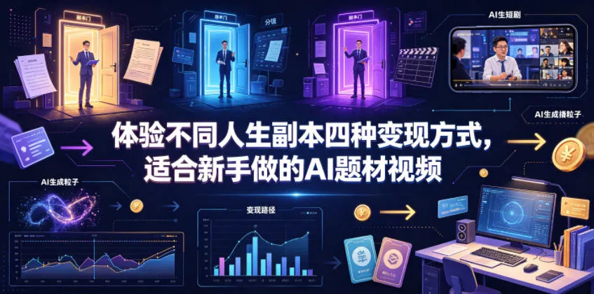 体验不同人生副本四种变现方式，适合新手做的AI题材视频-资源分享