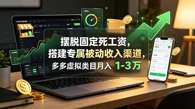 摆脱固定死工资，搭建专属被动收入渠道，多多虚拟类目月入 1-3 万-资源分享