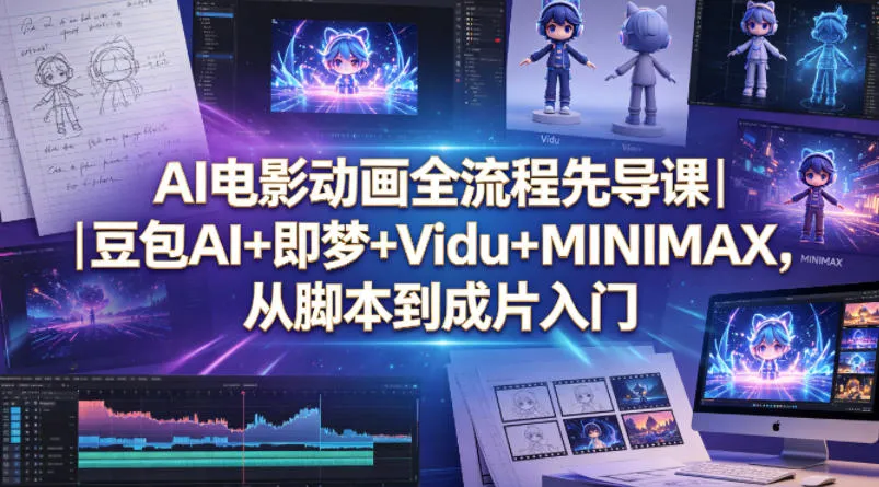 AI电影动画全流程先导课｜豆包AI+即梦+Vidu+MINIMAX，从脚本到成片入门-资源分享