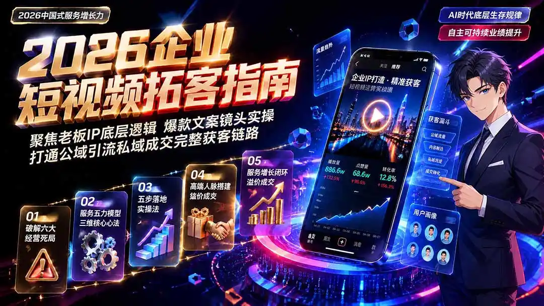 2026AI时代服务增长力实战课-无水印｜五力模型三维心法教学，破解门店客源流失低价内卷实现长效业绩增长-资源分享
