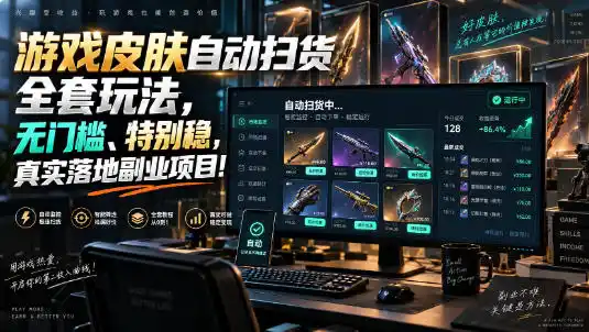 游戏皮肤自动扫货全套玩法，无门槛、特别稳，真实落地副业项目！【揭秘】-资源分享
