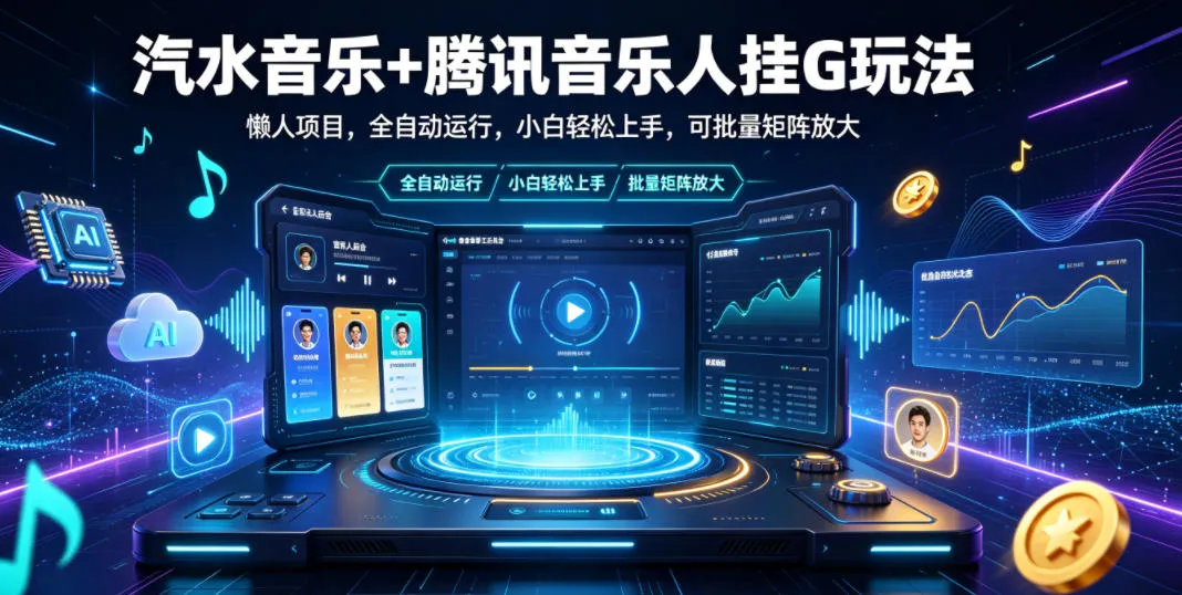 汽水音乐+腾讯音乐人挂G玩法，懒人项目，全自动运行，小白轻松上手，可批量矩阵放大【揭秘】-资源分享