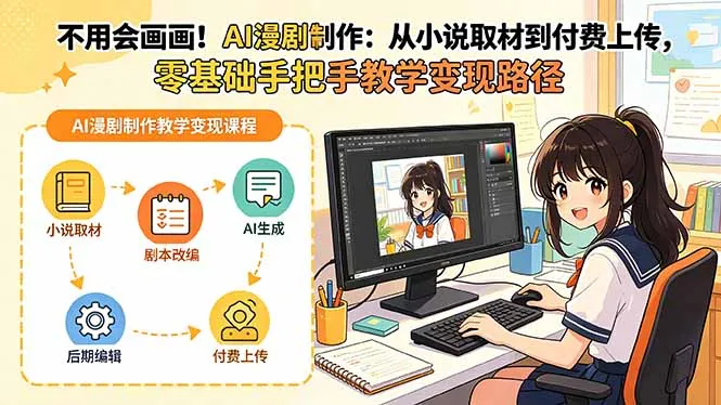 不用会画画！AI漫剧制作：从小说取材到付费上传，零基础手把手教学变现路径(更新-资源分享