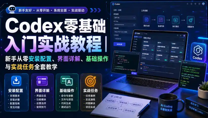 Codex零基础入门实战教程｜新手从零安装配置、界面详解、基础操作与实战任务全套教学-资源分享