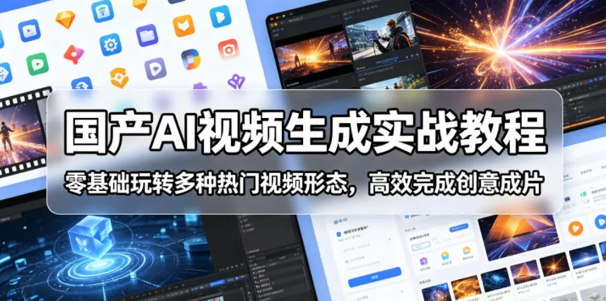 国产AI视频生成实战教程，零基础玩转多种热门视频形态，高效完成创意成片-资源分享
